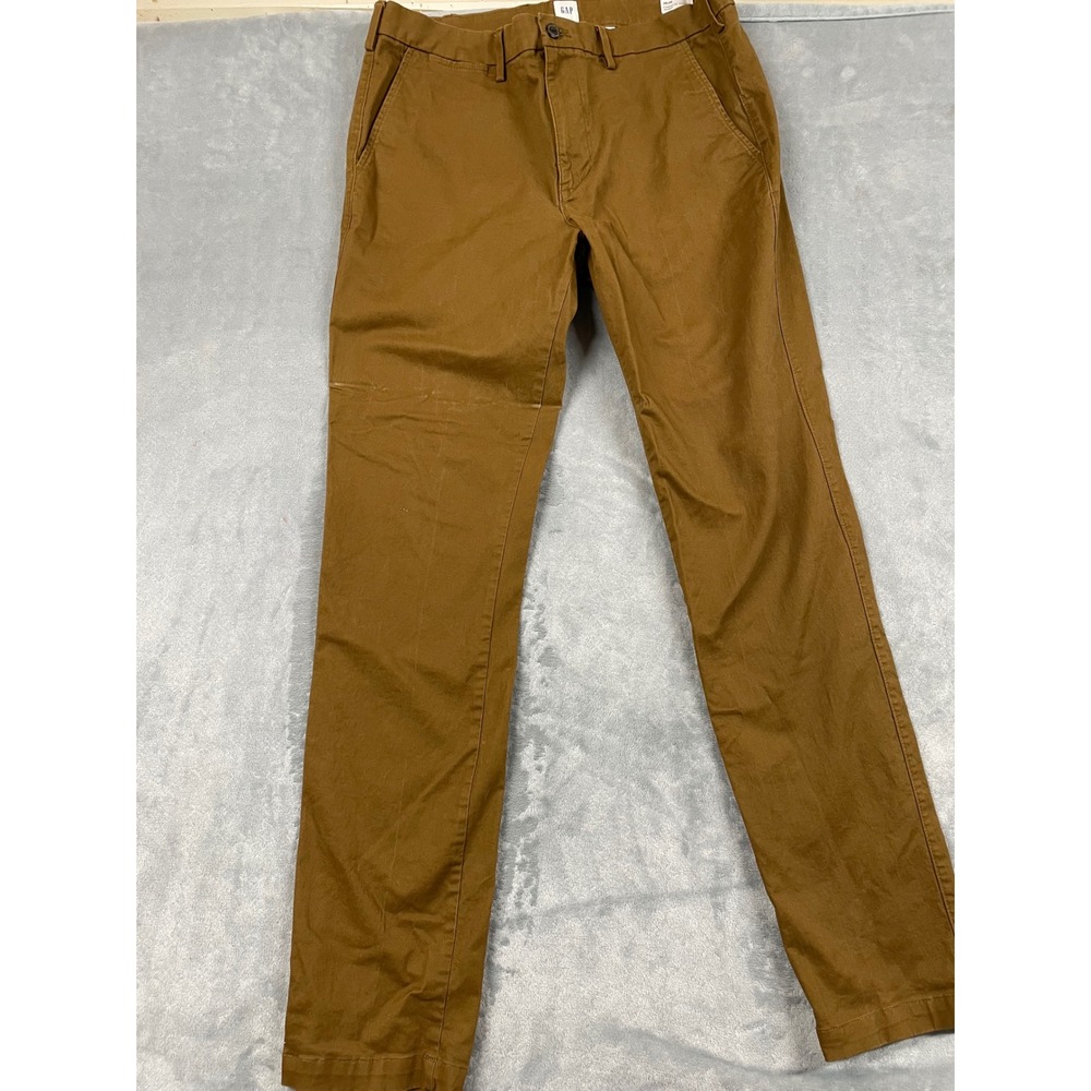 Gap Essential Khaki Skinny Pants Mens Size 36x34 Slim Brown Chinos Cotton